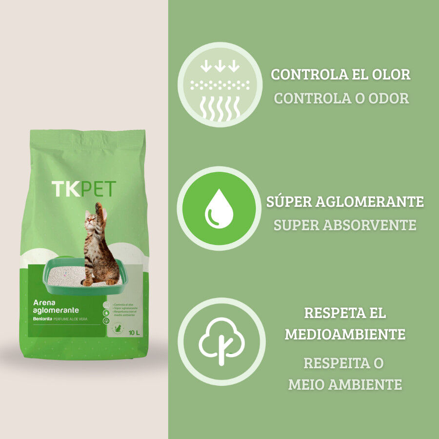 10 L TK-Pet Areia Aglomerante Bentonite e Alo&eacute; Vera para gatos, , large Imagem n&uacute;mero 3